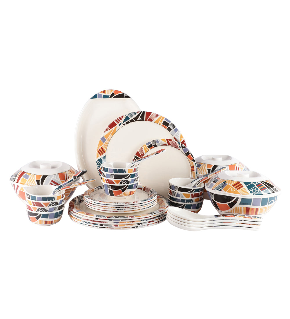 Abstract Round Melamine Dinner Set Of 40 Pcs - Dusaan