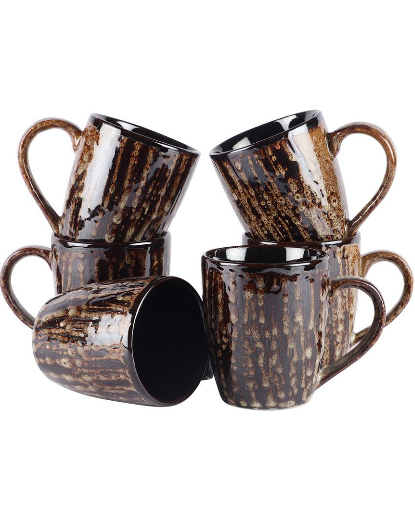 Bubble Textured Ceramic Mugs | Set Of 6 | 300Ml