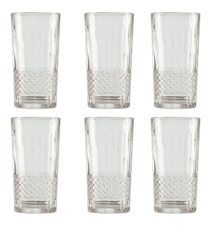 Cris-Cross Lined Shaped Water Glasses | Set Of 6 | 300Ml