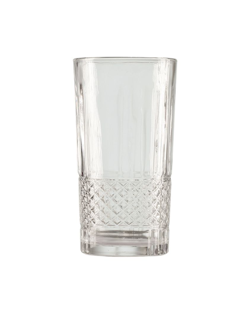 Cris-Cross Lined Shaped Water Glasses | Set Of 6 | 300Ml