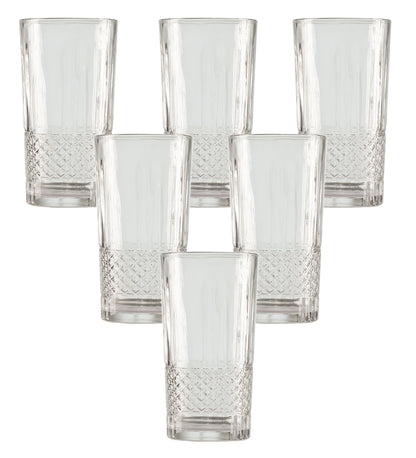 Cris-Cross Lined Shaped Water Glasses | Set Of 6 | 300Ml