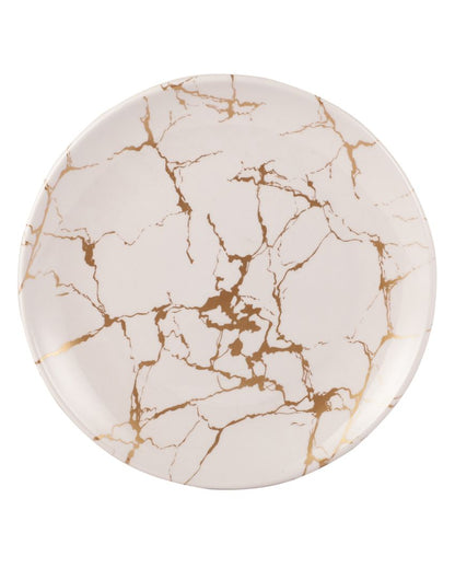 Marble Textured Melamine Round Plates With Bowls Dinner Set