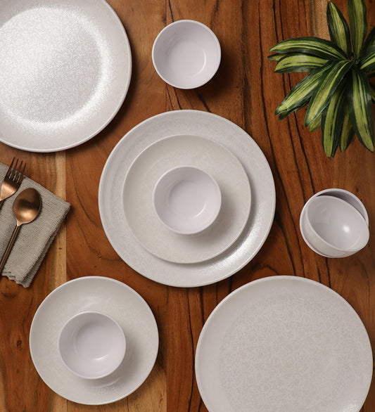 Flower Design Melamine Round Plates With Bowls Dinner Set