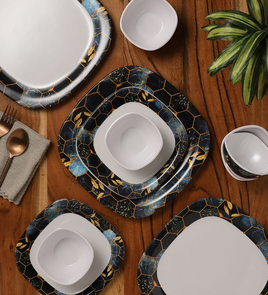 Square Shaped Melamine Plates & Bowls Dinner Set