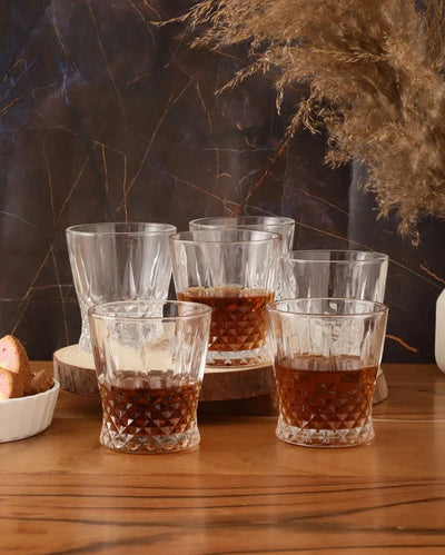 Diamond Cut Juice Glasses | Set Of 6 | 245Ml