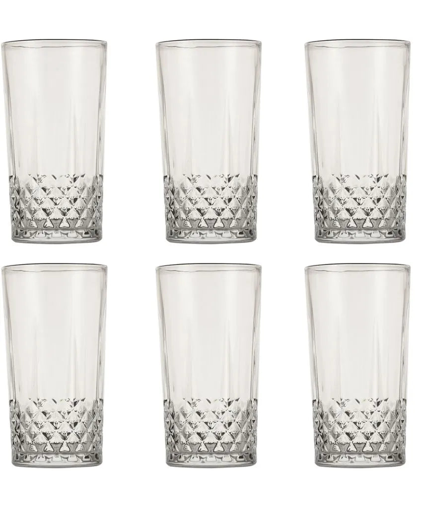 Transparent Diamond Cut Juice Glasses | Set Of 6 | 300Ml