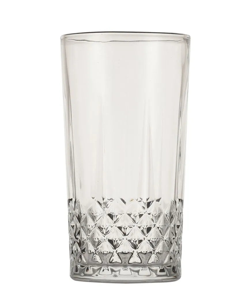 Transparent Diamond Cut Juice Glasses | Set Of 6 | 300Ml