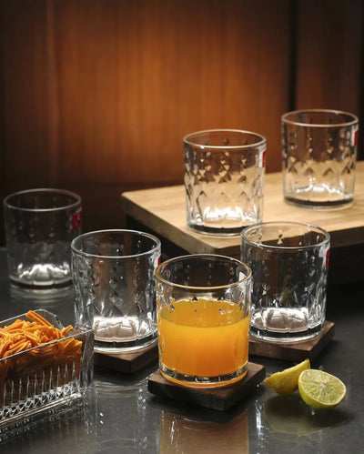 Rain Drop Design Juice Glasses | Set Of 6 | 220Ml