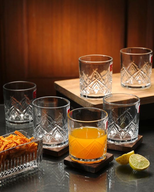 Triangle Cut Shaped Water & Juice Glasses | Set Of 6 | 220Ml