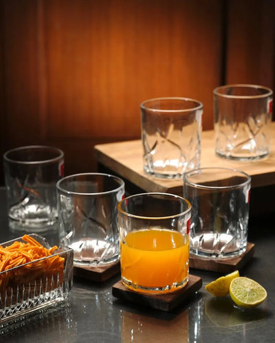 Fire Cut Shaped Water & Juice Glasses | Set Of 6 |220Ml