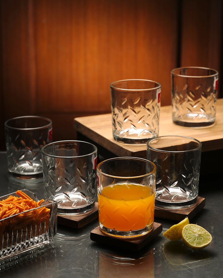 Leaf Cut Shaped Water & Juice Glasses | Set Of 6 | 220Ml