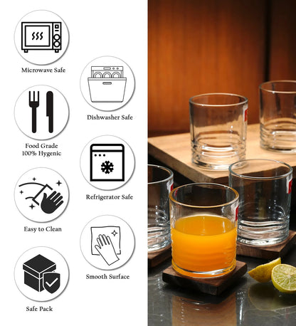 Ringer Shaped Water & Juice Glasses | Set Of 6 | 220Ml