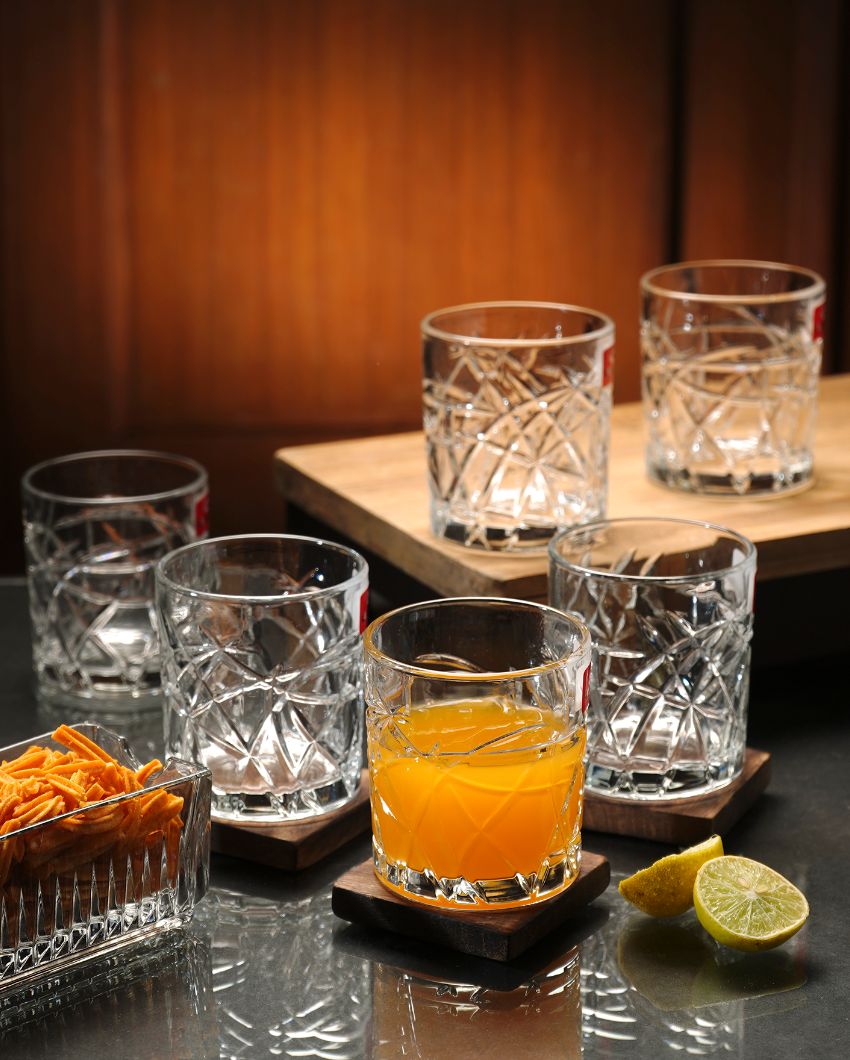 Liner Cut Shaped Water & Juice Glasses | Set Of 6 | 220Ml