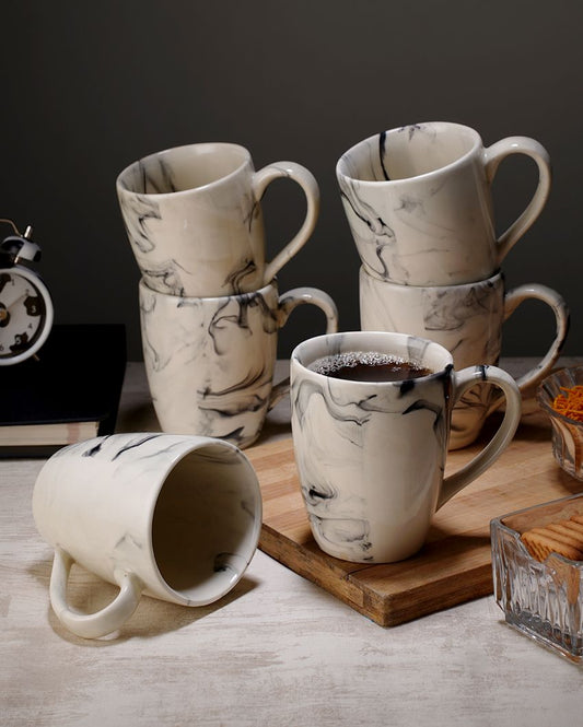 Italian Design Ceramic Coffee Mugs | 350Ml Set of 6