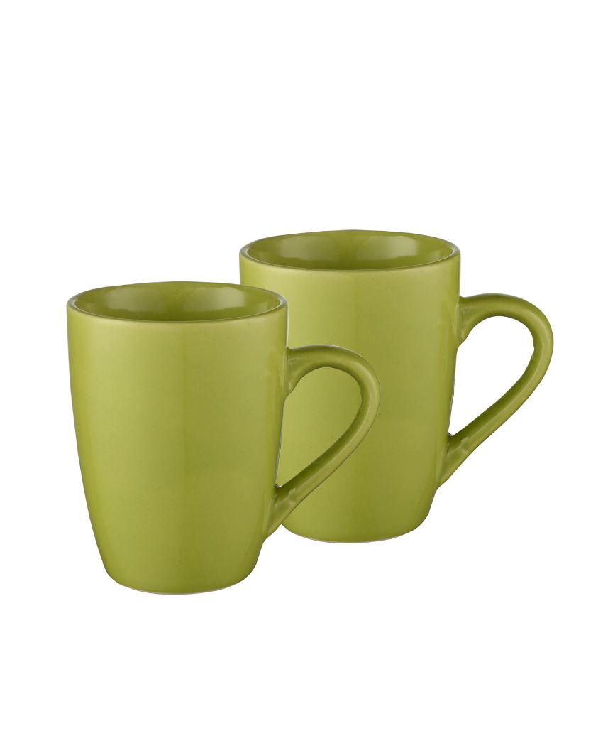 Modern Ceramic Coffee Mugs | Set Of 2 | 300Ml Green