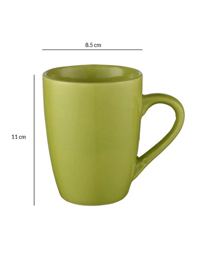 Modern Ceramic Coffee Mugs | Set Of 2 | 300Ml Green