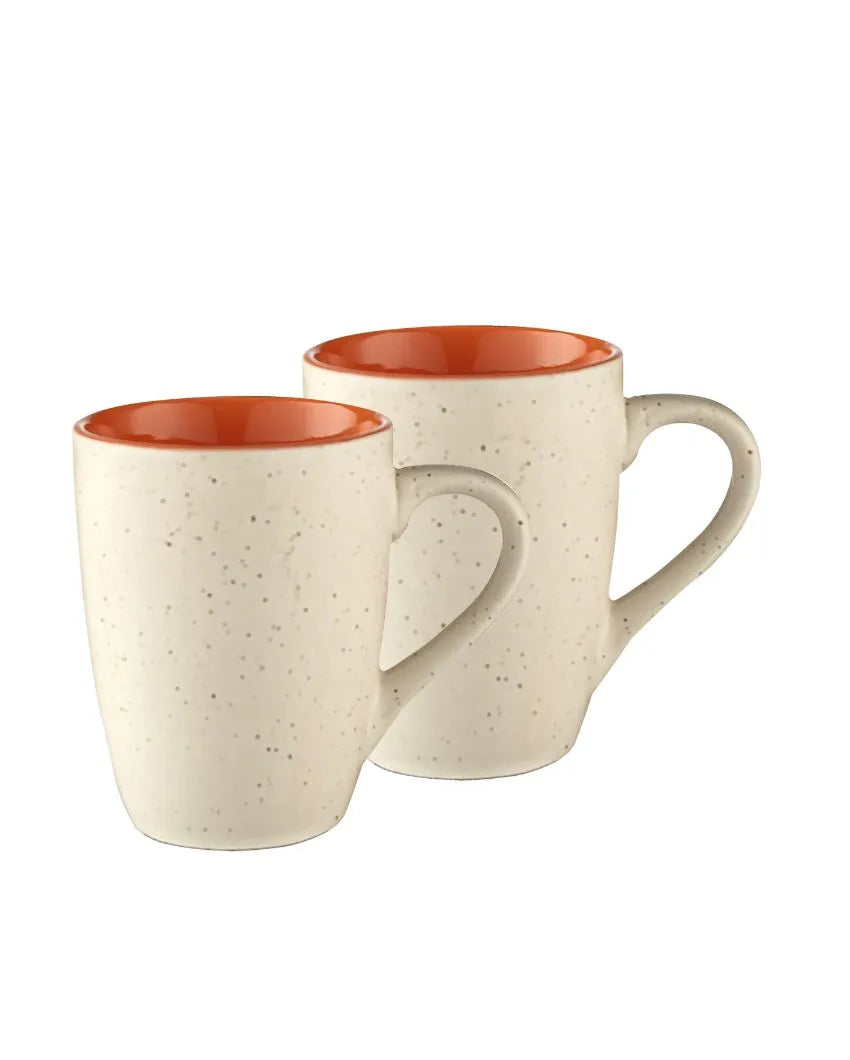 Modern Ceramic Coffee Mugs | Set Of 2 | 300Ml White