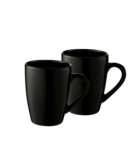 Modern Ceramic Coffee Mugs | Set Of 2 | 300Ml Black