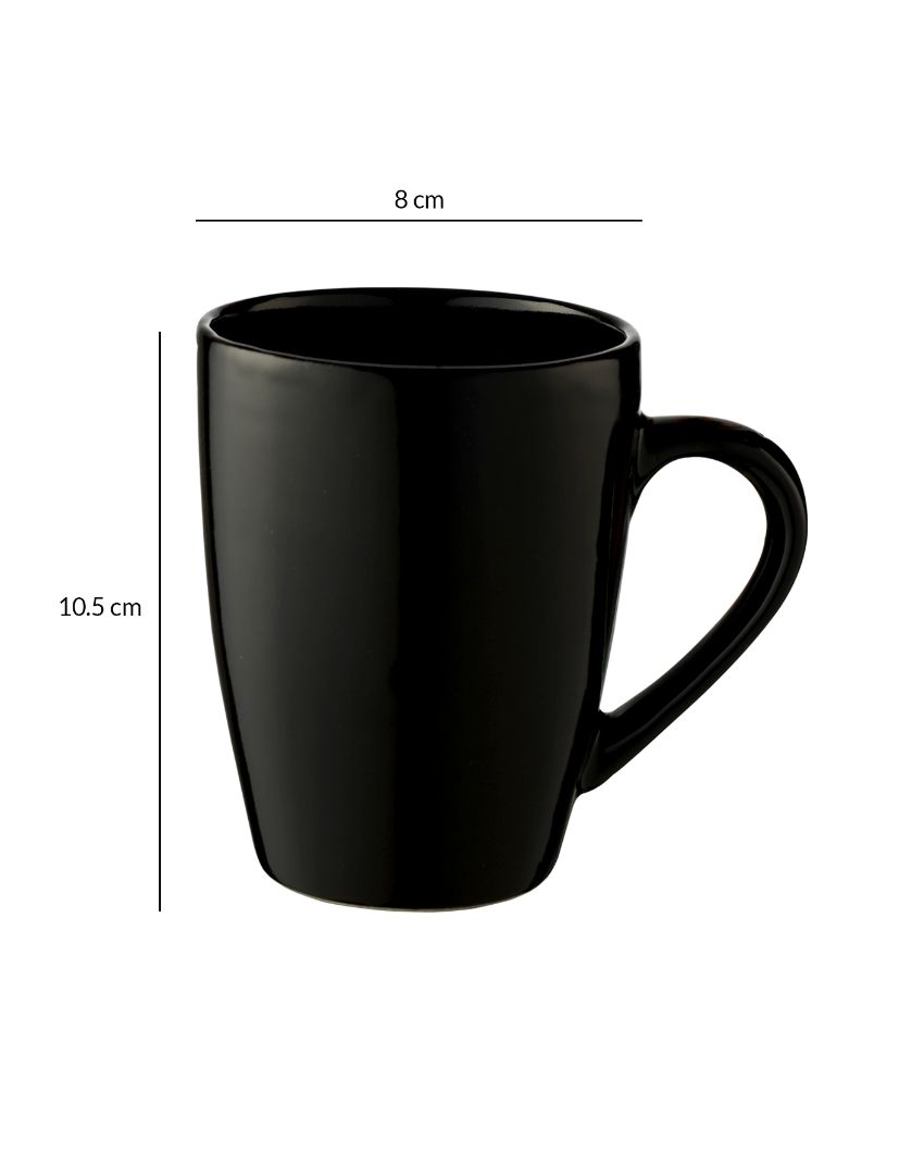 Modern Ceramic Coffee Mugs | Set Of 2 | 300Ml Black