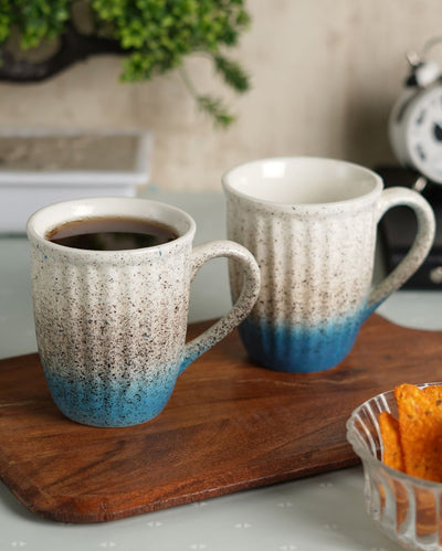 White Karela Shaped  Ceramic Coffee Mugs | Set Of 2 | 250 Ml