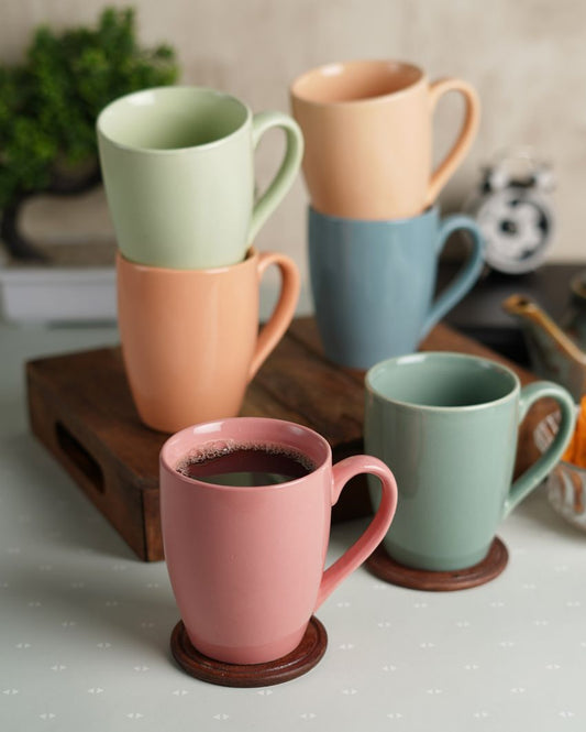 Coffee Ceramic Milk Mugs | Set Of 6 | 300 Ml