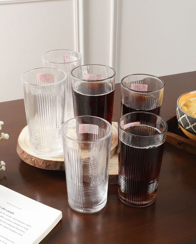 Lined Dotted Water Juice Glasses | Set Of 6 | 300 Ml