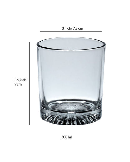 Bottom Cutting Designed Round Shaped Whisky Glasses | Set Of 6 | 300 Ml