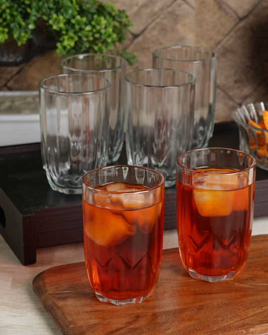Lotus Cut Designed Water Juice Glasses | Set Of 6 | 280 Ml