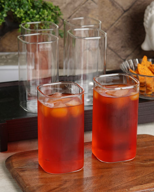 Square Shaped Water Juice Glasses | Set Of 6 | 260 Ml