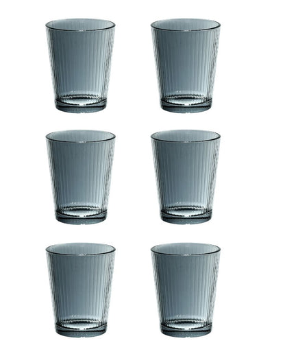 Lined Grey Colored 6 Glasses With 1 Jug