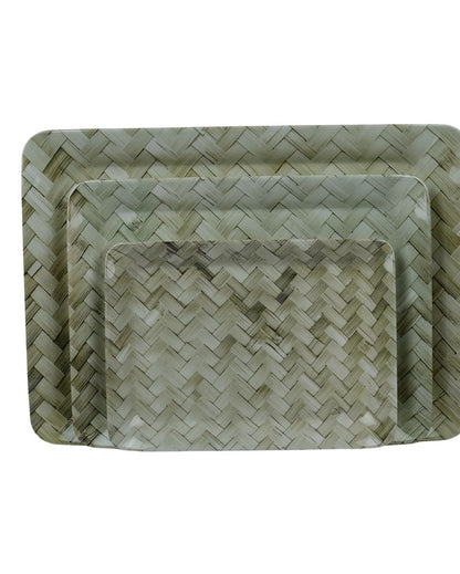 Green Check Colored Melamine Serving Trays | Set Of 3