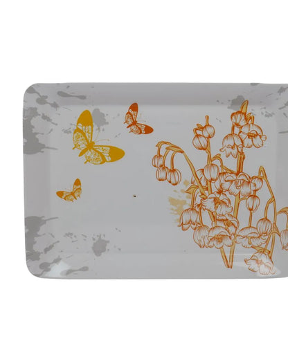 White Butterfly Print Melamine Serving Trays | Set Of 3