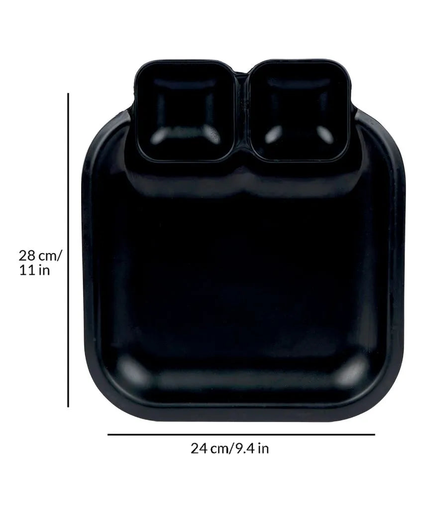 Black Melamine 3 Portion Serving Platters | Set Of 2