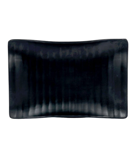 Black Rectangular Lined Designed Serving Platters | Set Of 4