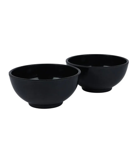 Black Coloured Melamine Serving Bowls | Set Of 2