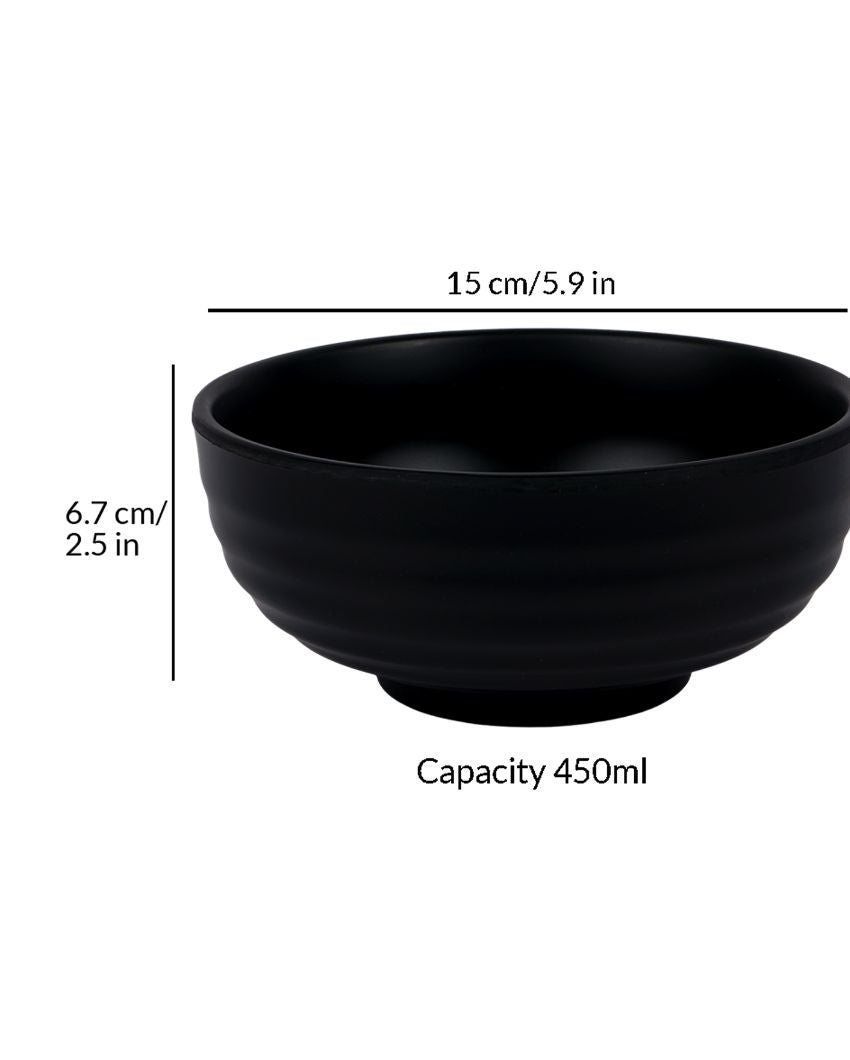 Heavy Black Ringer Shaped Melamine Serving Bowls | Set Of 2