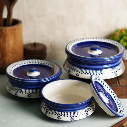 Blue Abstract Printed Ceramic Casseroles with Lid