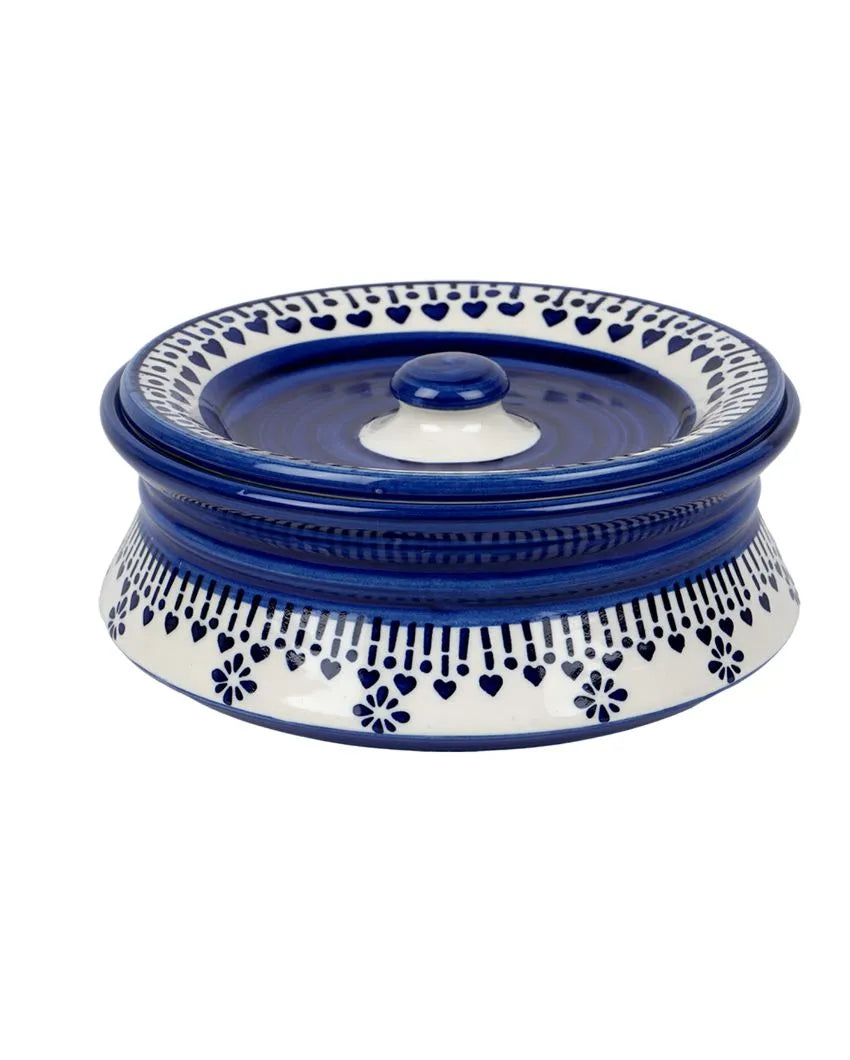 Blue Abstract Printed Ceramic Casseroles with Lid