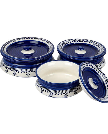 Blue Abstract Printed Ceramic Casseroles with Lid