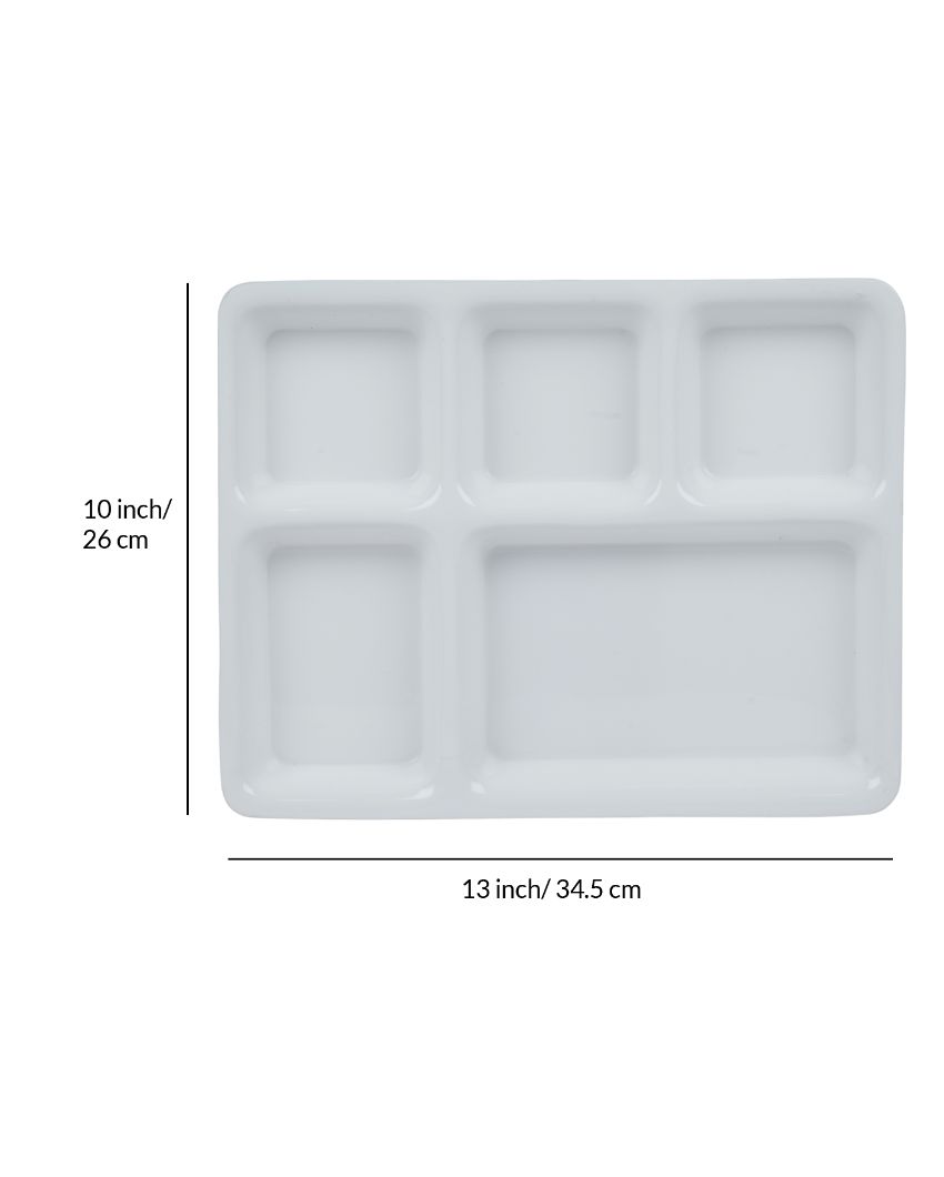 White Acrylic 5 Portion Plates | Set Of 4