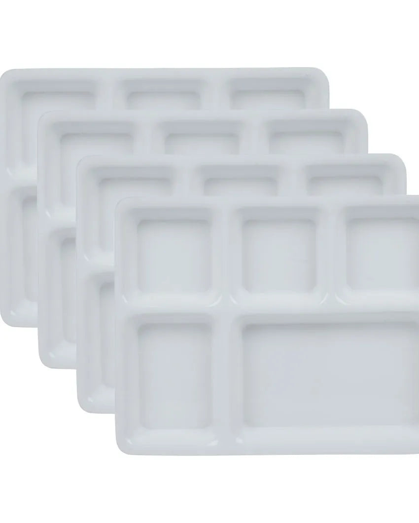 White Acrylic 5 Portion Plates | Set Of 4