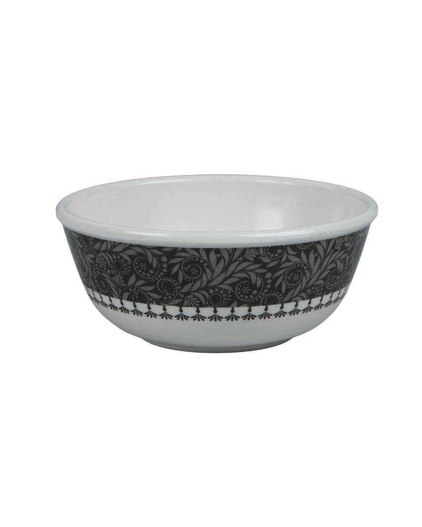 White Black Bordered Printed Melamine Dinner Set | Set Of  12 Pcs