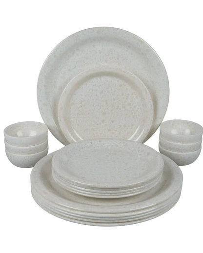 White Marble Designed Melamine Dinner Set | Set Of 18 Pcs