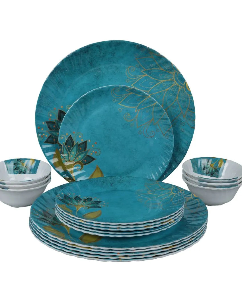 Blue Coloured Melamine Dinner Set | Set Of 18 Pcs