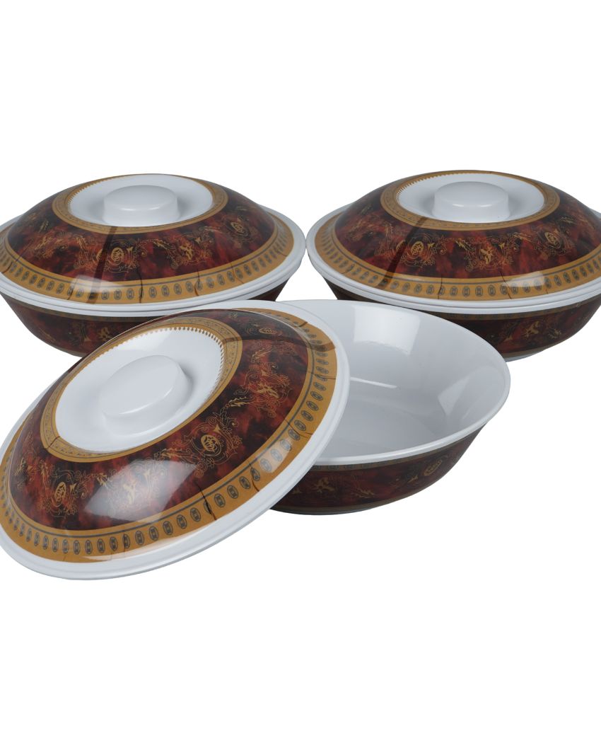 Red Gold Border Printed Melamine Dinner Set | Set Of 47 Pcs