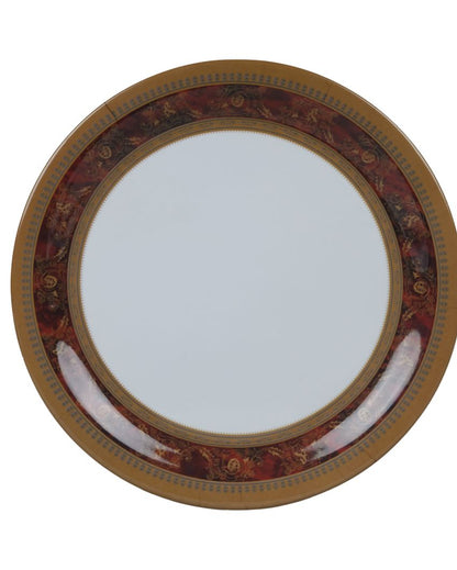 Red Gold Border Printed Melamine Dinner Set | Set Of 47 Pcs