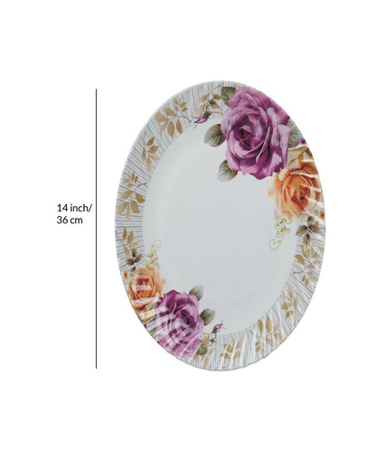 White Blue Floral Printed Melamine Dinner Set | Set Of 44 Pcs