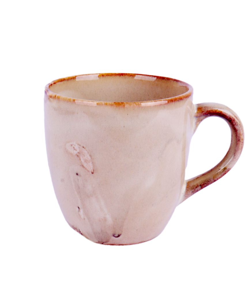 Cream Colored Ceramic Tea Coffee Mugs | Set Of 6 | 200Ml