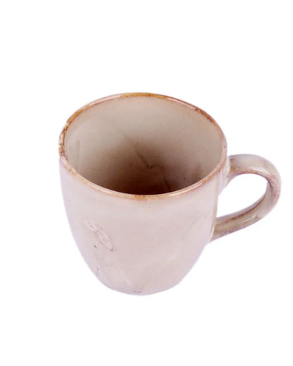 Cream Colored Ceramic Tea Coffee Mugs | Set Of 6 | 200Ml