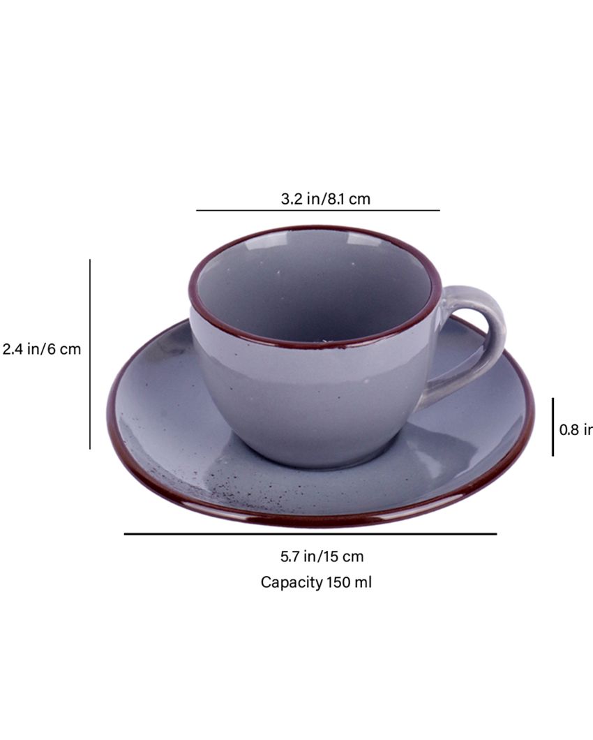 Blue Ceramic Cup and Saucer Set | 150 ML